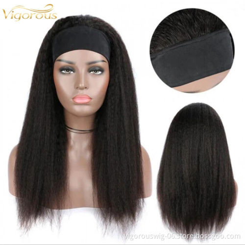 Yaki Wholesale Headband Wig Human Hair For Black Women Human Hair Headband Wig Headband Kinky Ponytail Human Hair Wig
